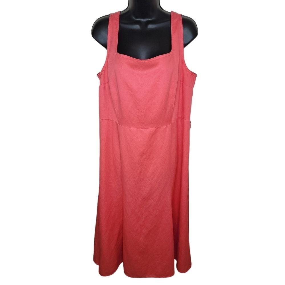 Ann Taylor linen blend square neck dress size 16